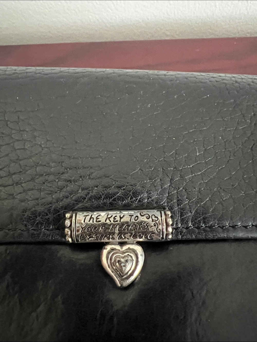 Brighton Black Leather Wallet/Crossbody with Red Heart Detail - Picture 13 of 15